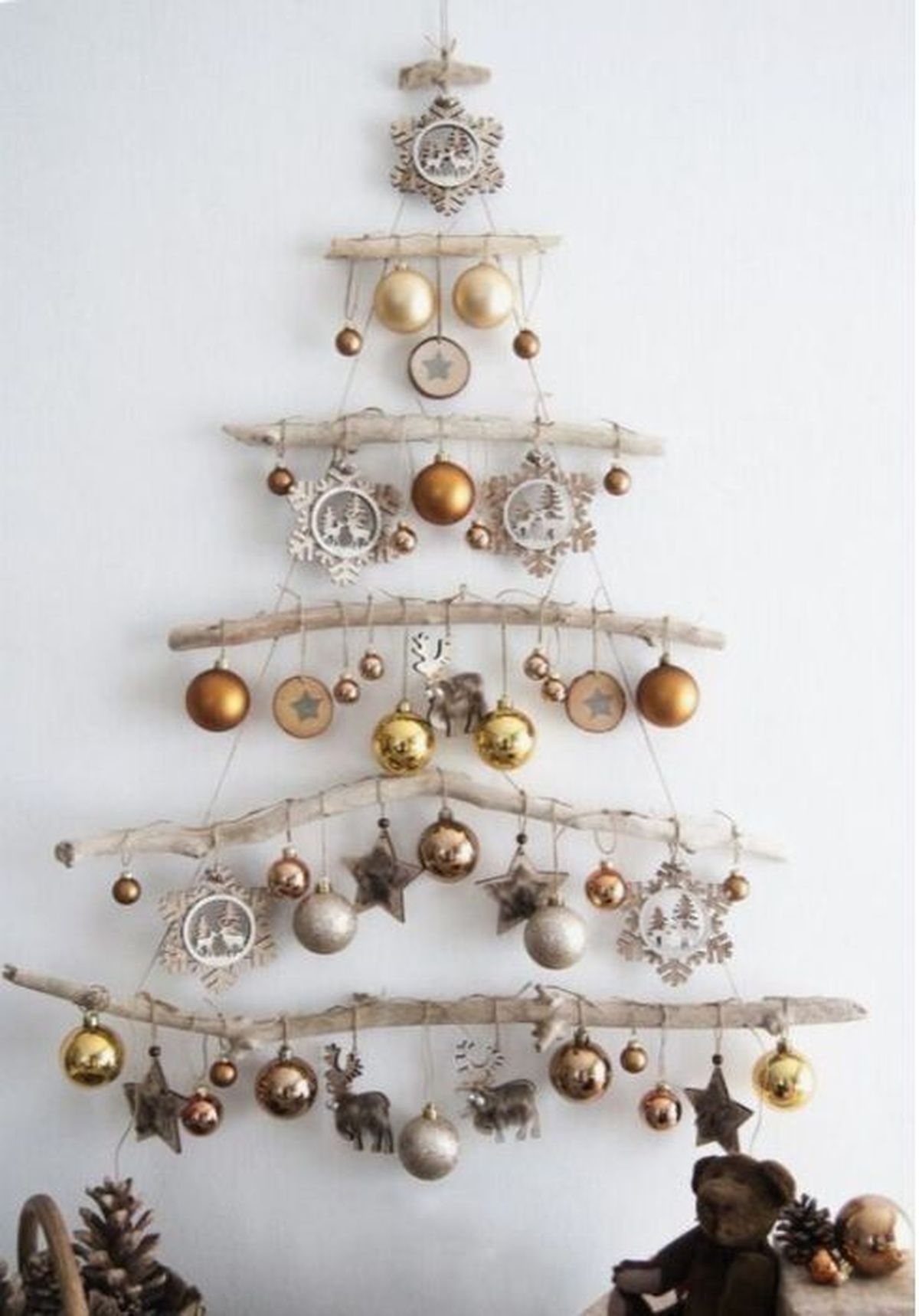arbol navidad ramas secas colgantes 2 pinterest
