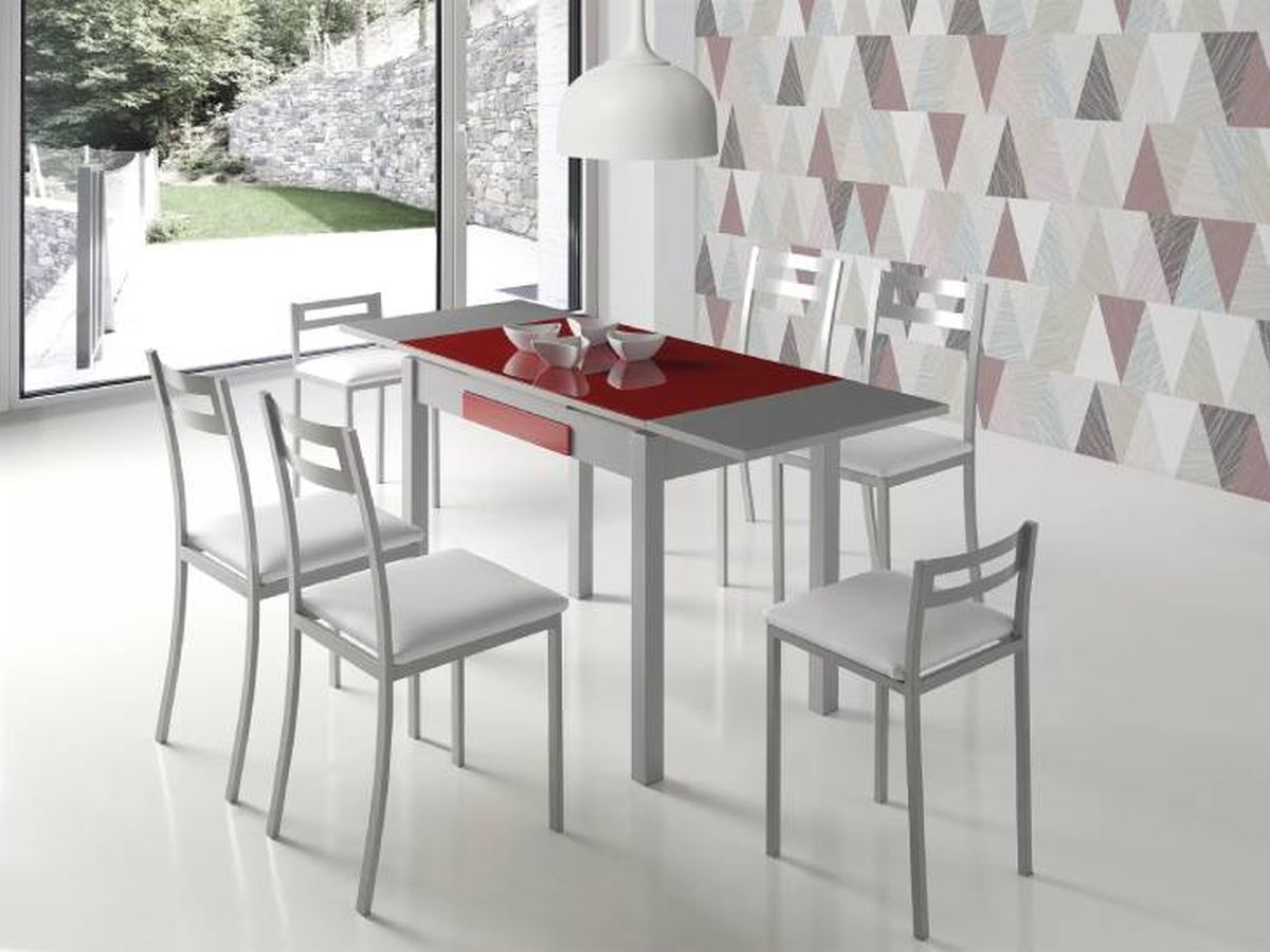 mesa cocina cristal rojo maisons du monde