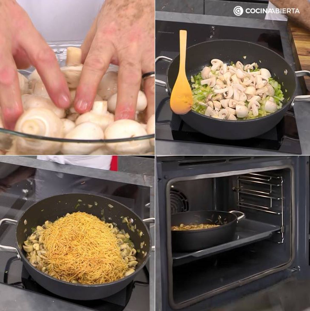 fideua champinones pasos