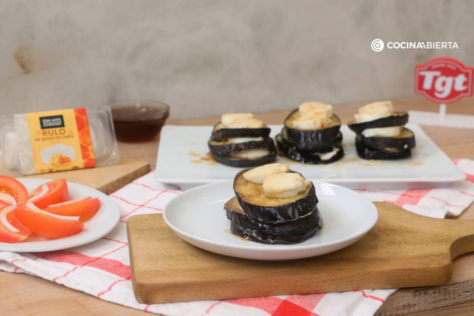 Receta de berenjenas con queso de cabra y miel