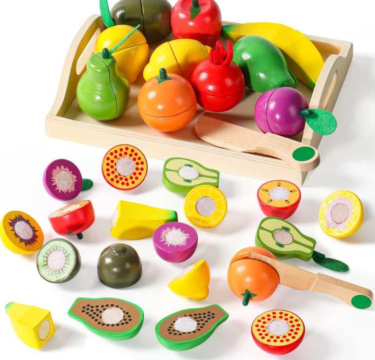 set verduras para cortar juguete madera navidad