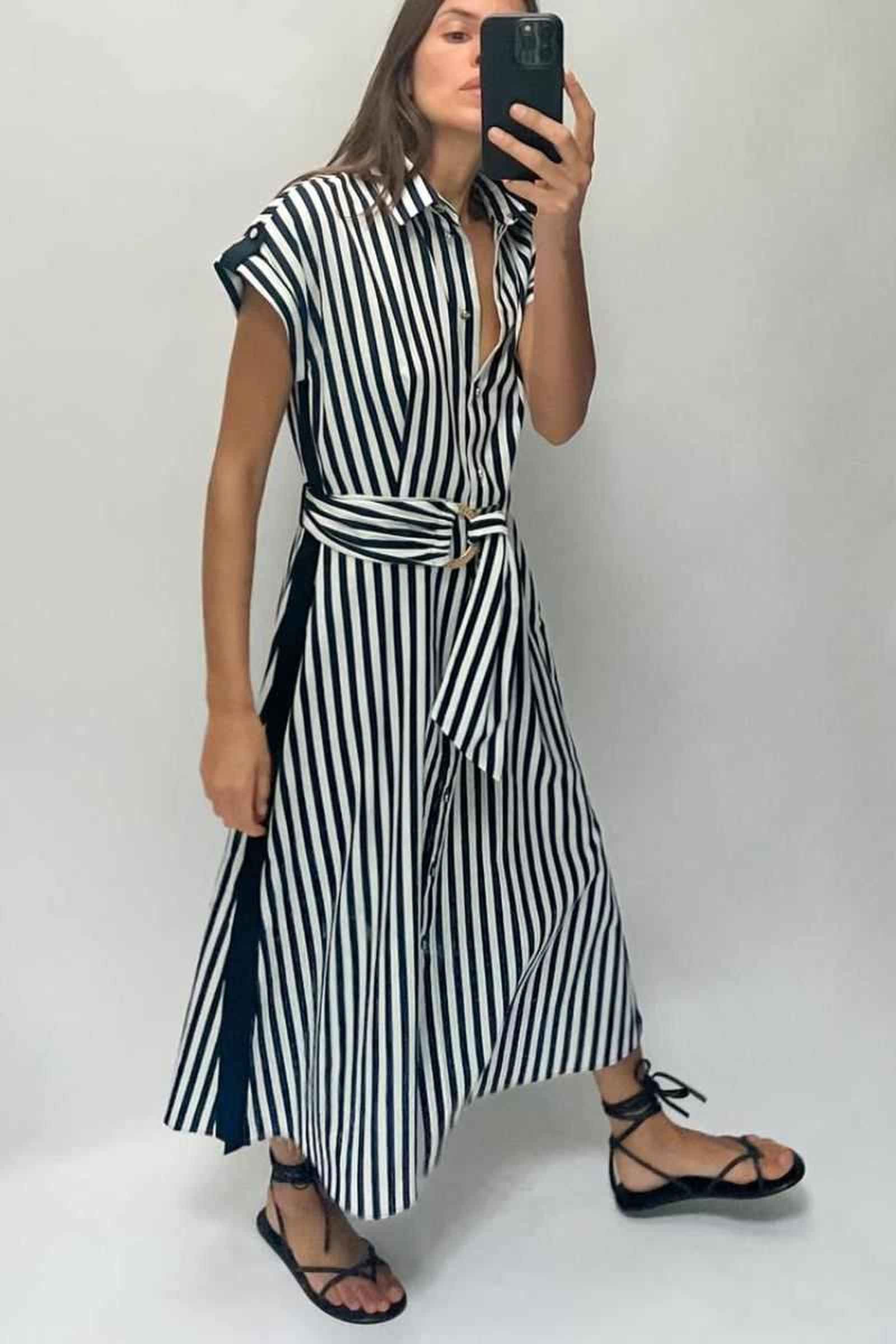 Vestido rayas manga corta
