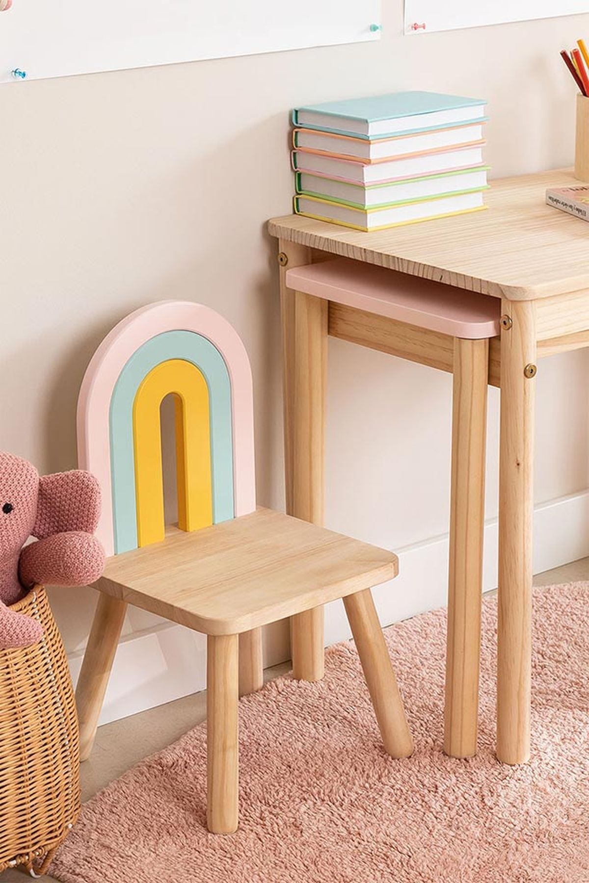 sklum silla en madera rainbow kids