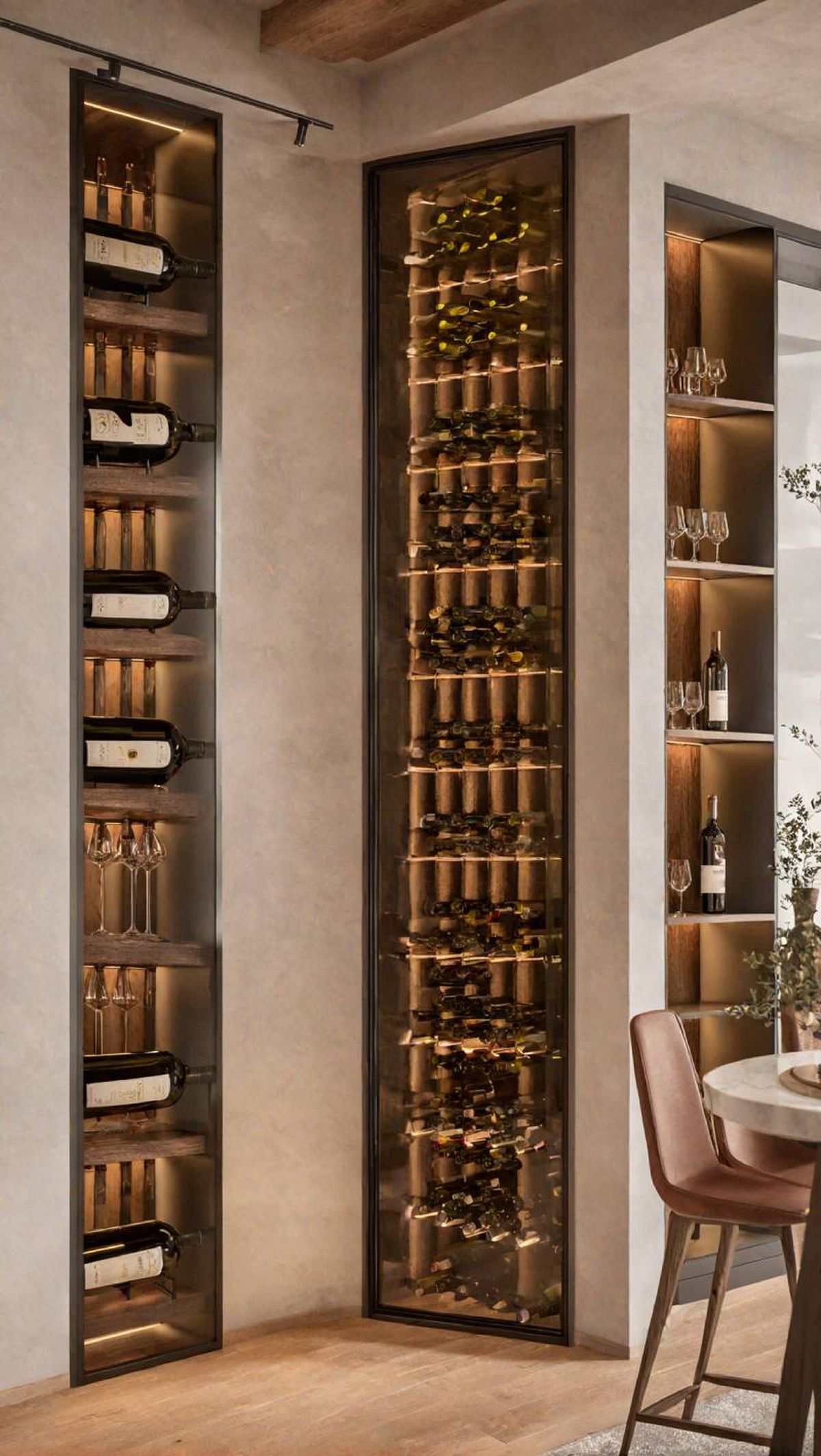 Rincón para el vino de estilo minimalista.