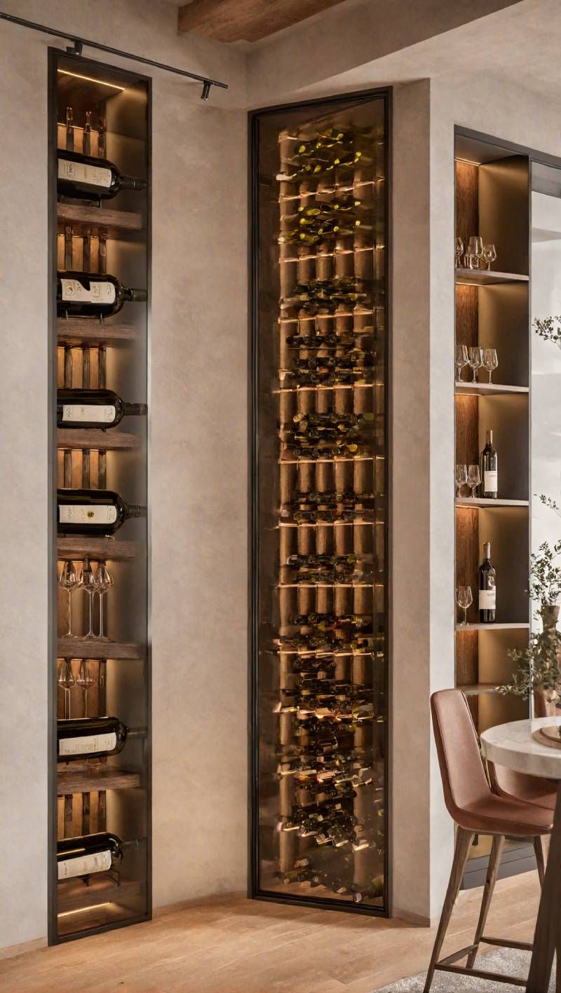 Rincón para el vino de estilo minimalista.