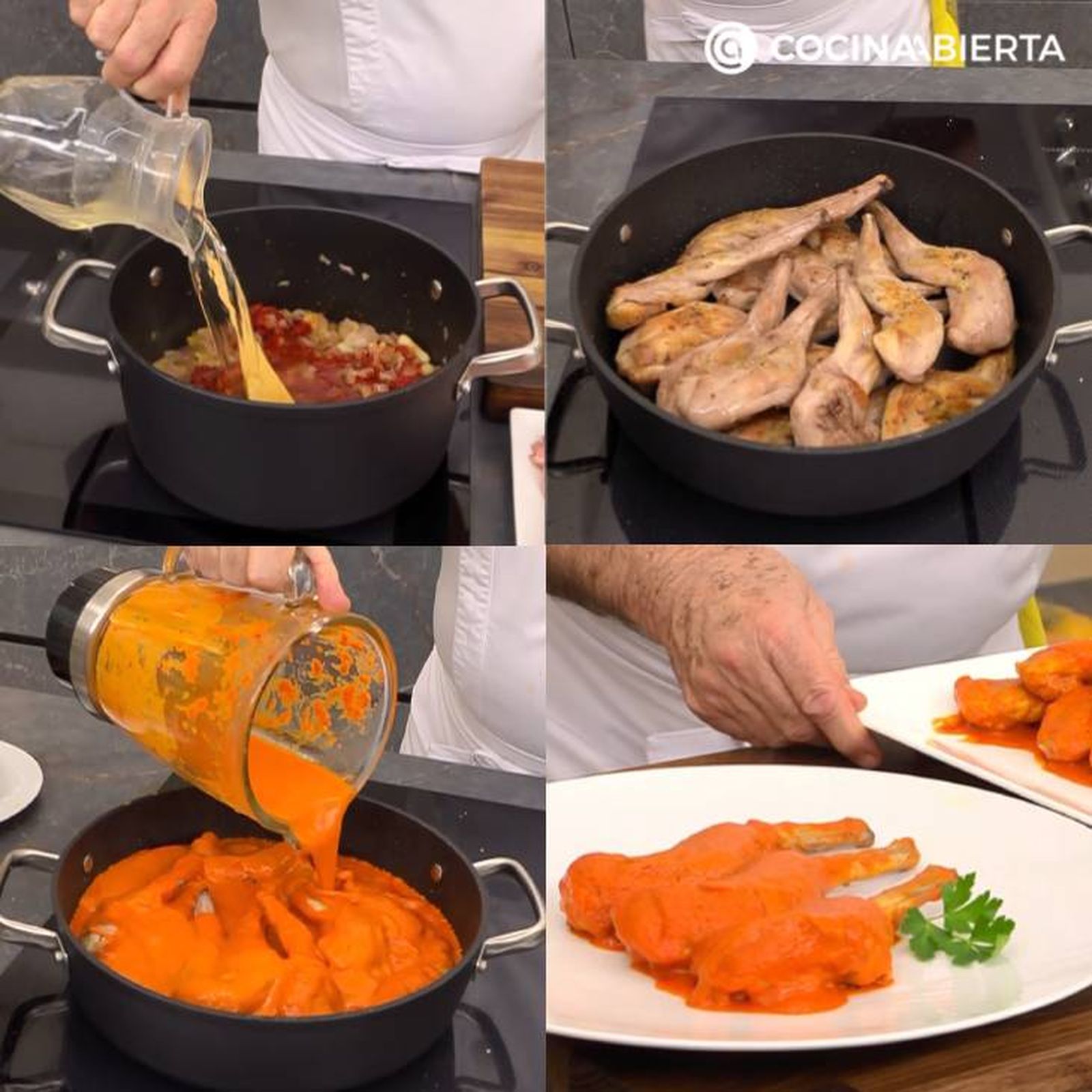 paletillas de conejo con salsa vizcaina receta pasos