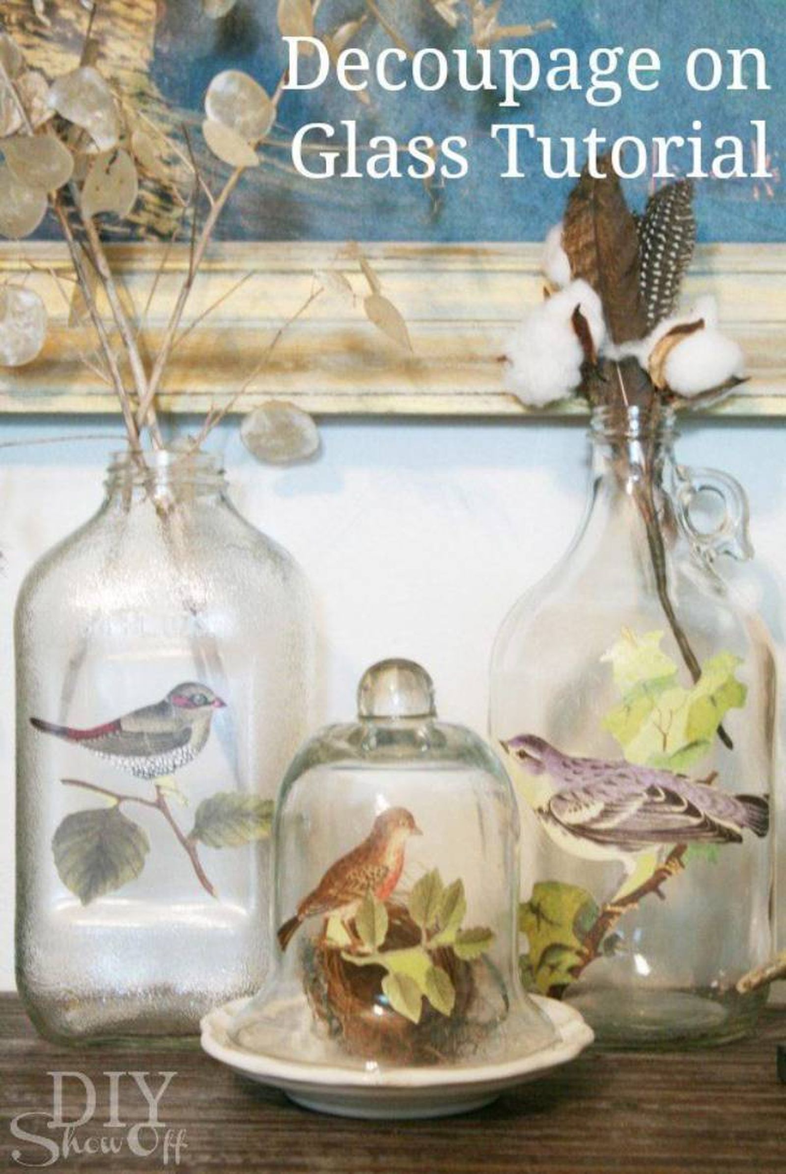 botella cristal decoupage pinterest Una Boda Original UBO