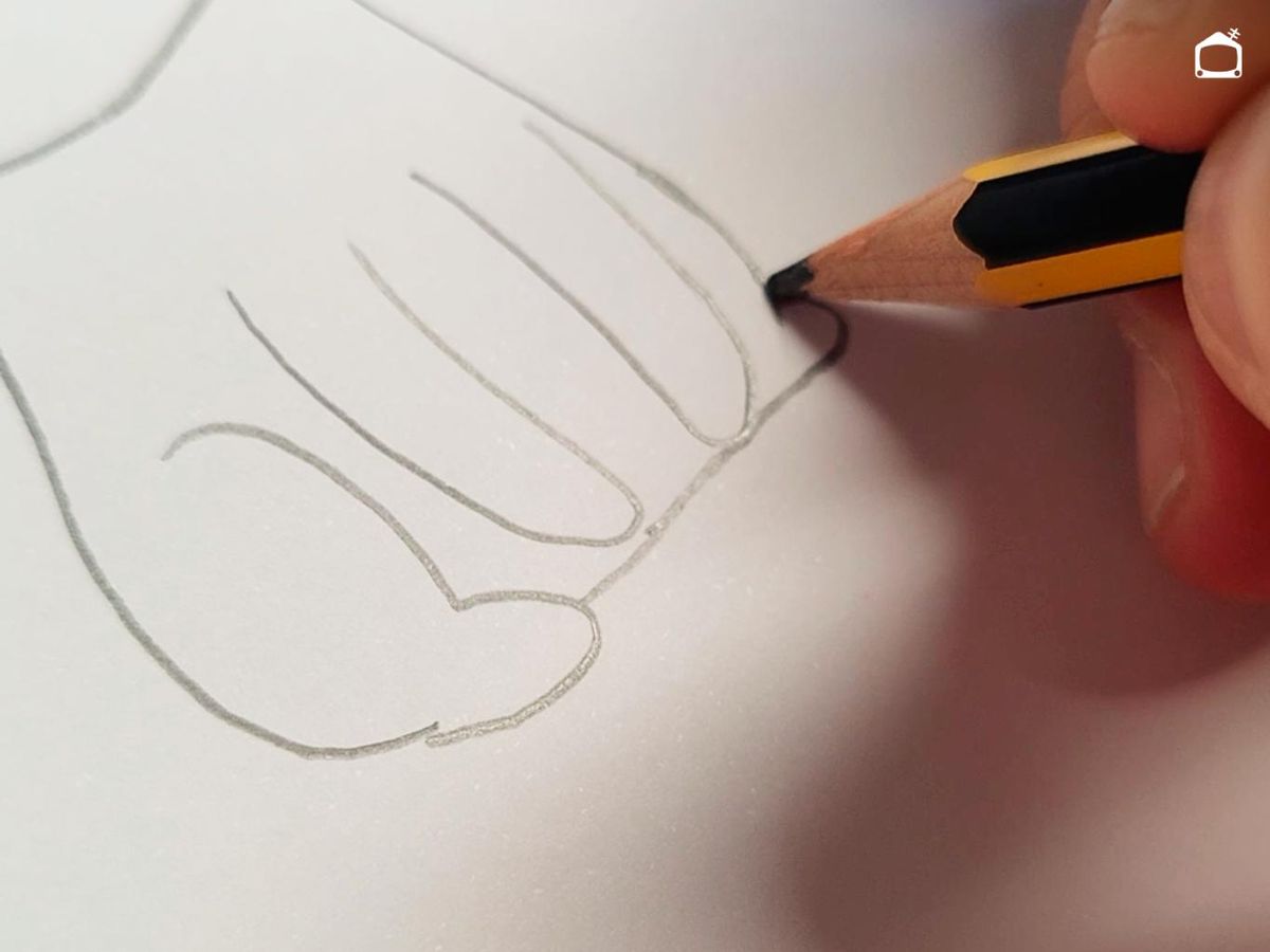 Cuarto paso para dibujar un gato.