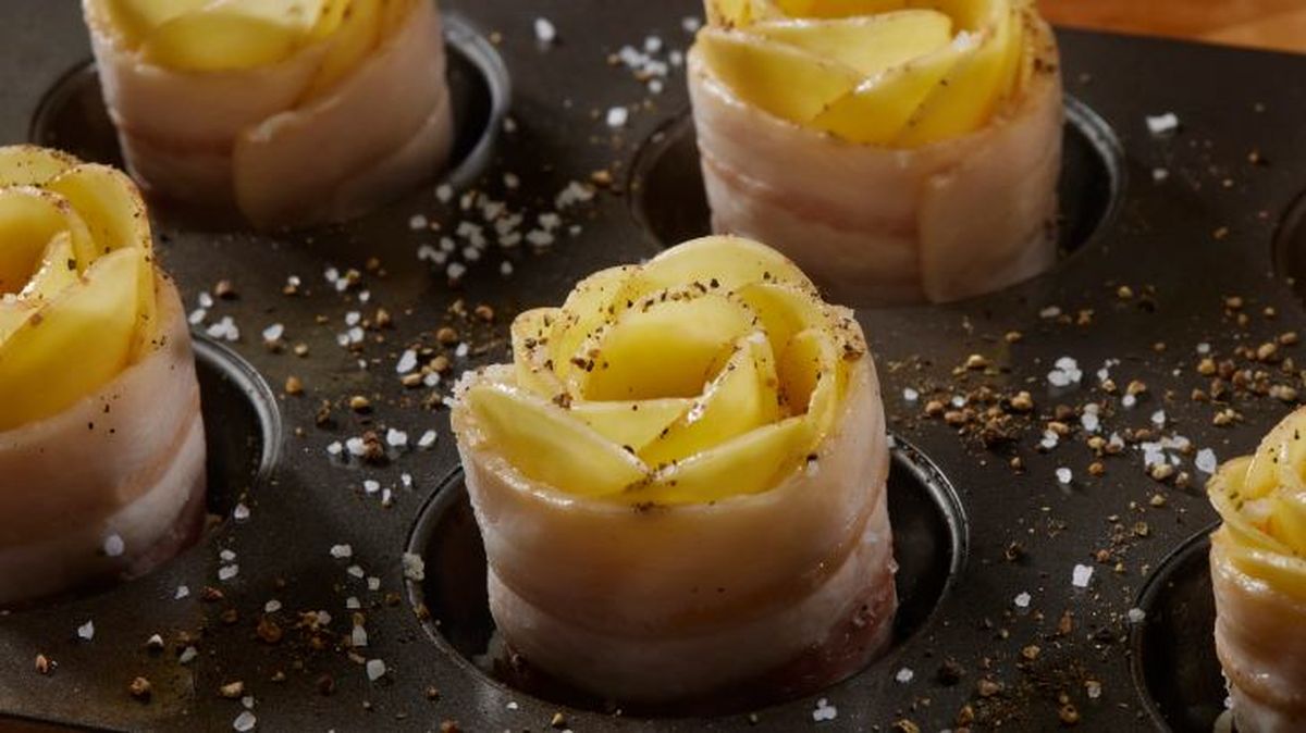 flor de patata con bacon guarnicion receta