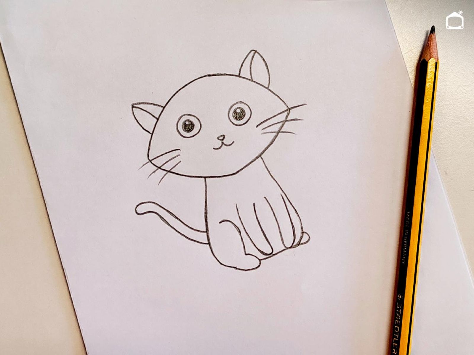Dibujo de gatito de estilo infantil.