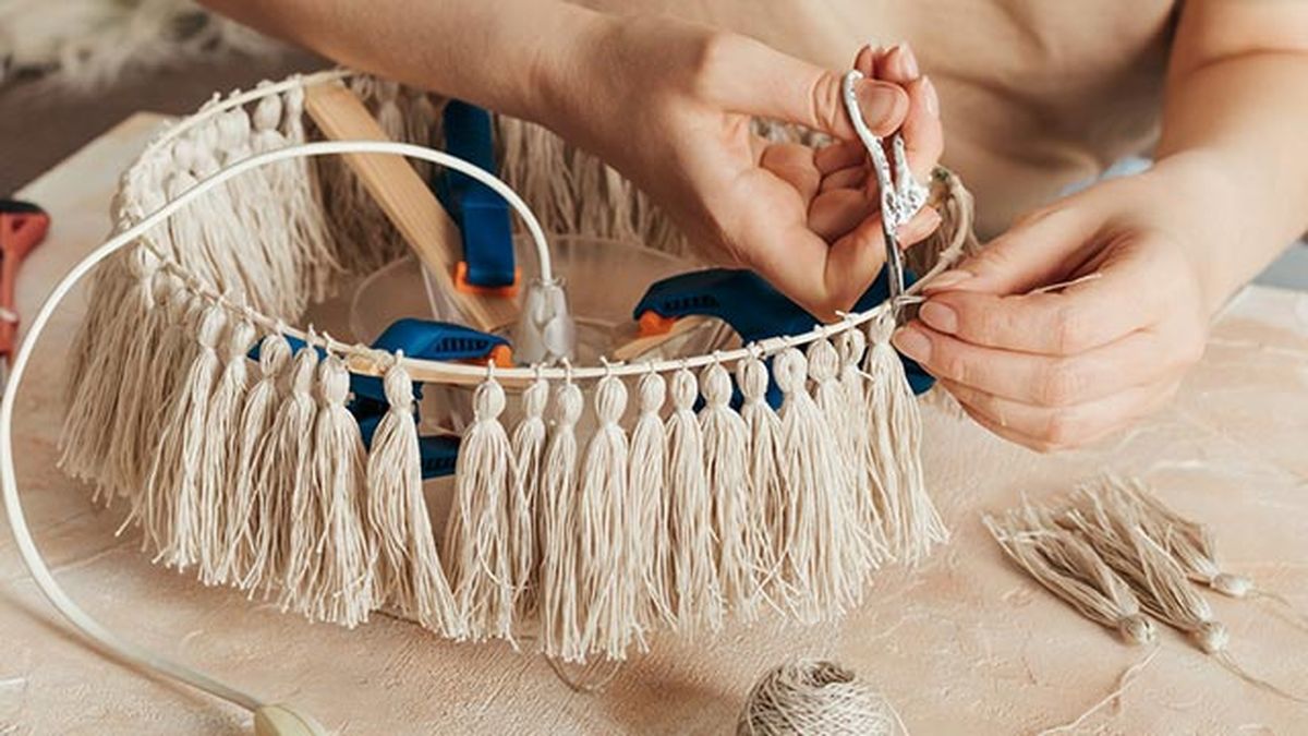 decorar estructura lampara flecos