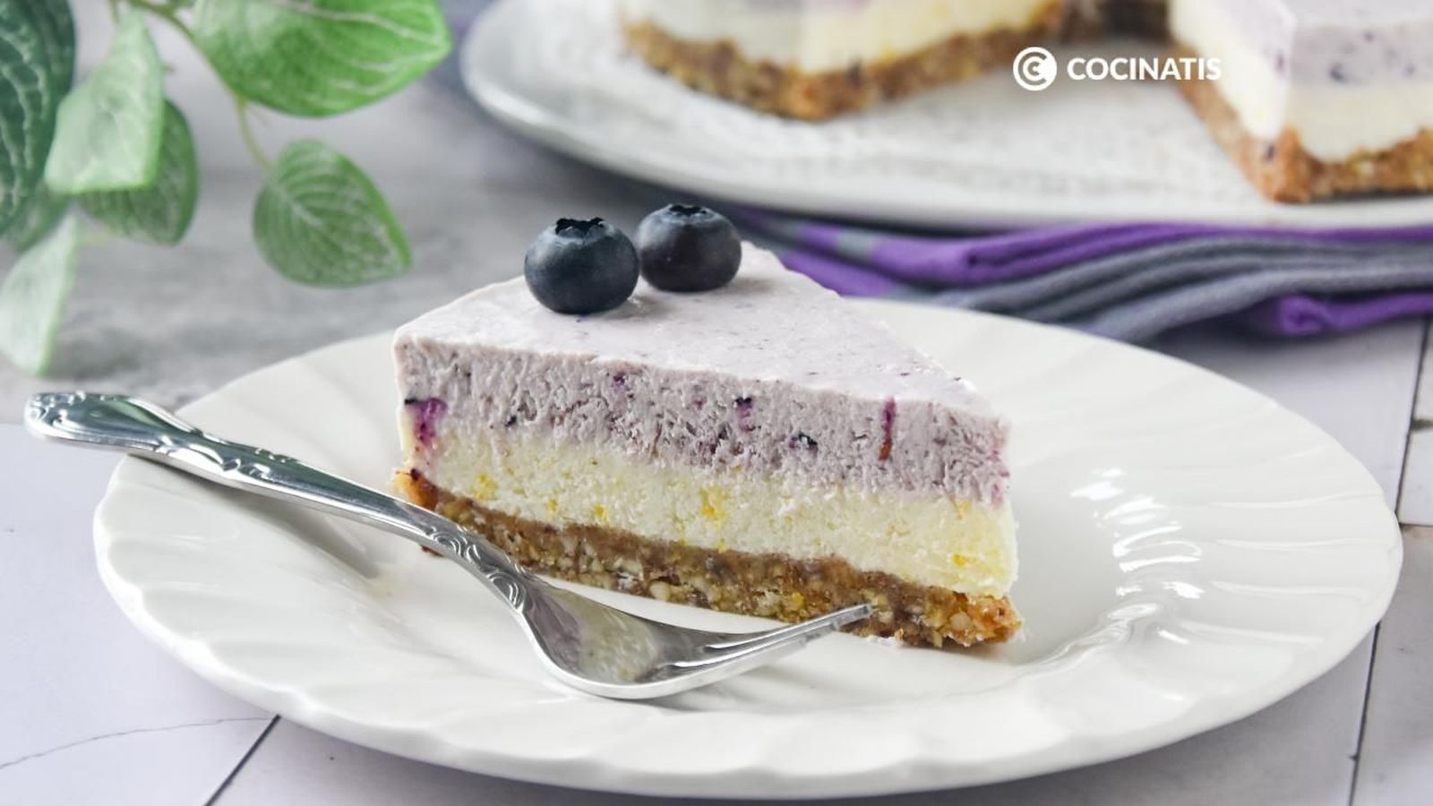 Tarta de queso fresco y arándanos