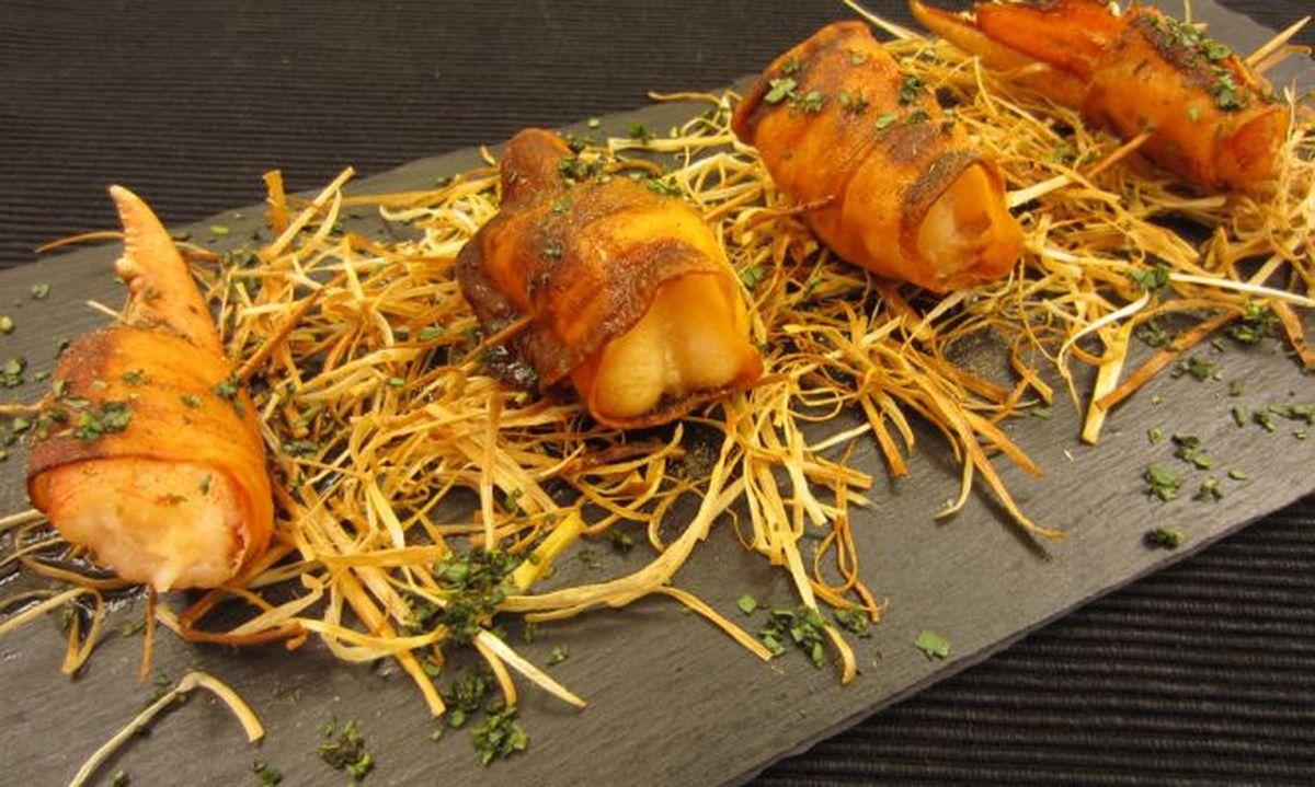 receta aperitivo boniato bogavante