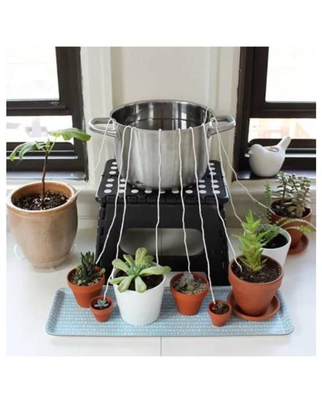 ideas para reutilizar ollas viejas sistema de riego plantas