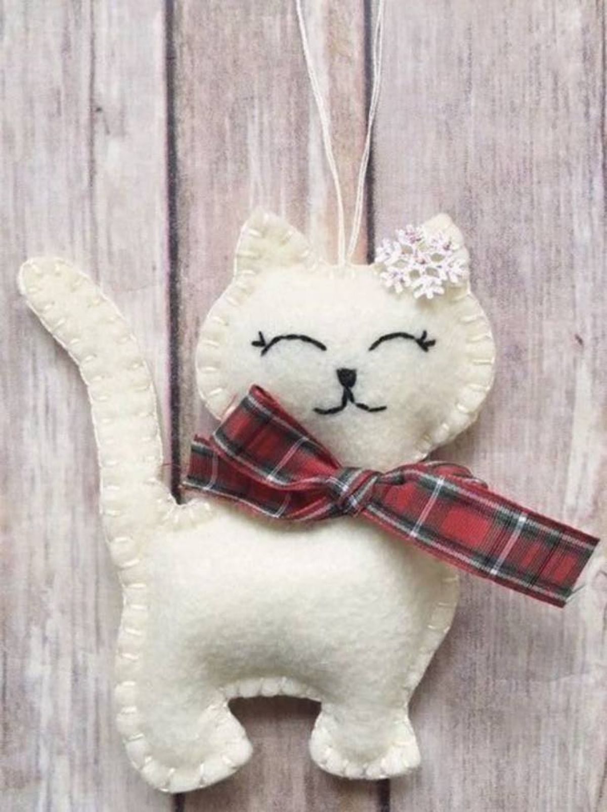 adorno navidad fieltro gatita blanca pinterest