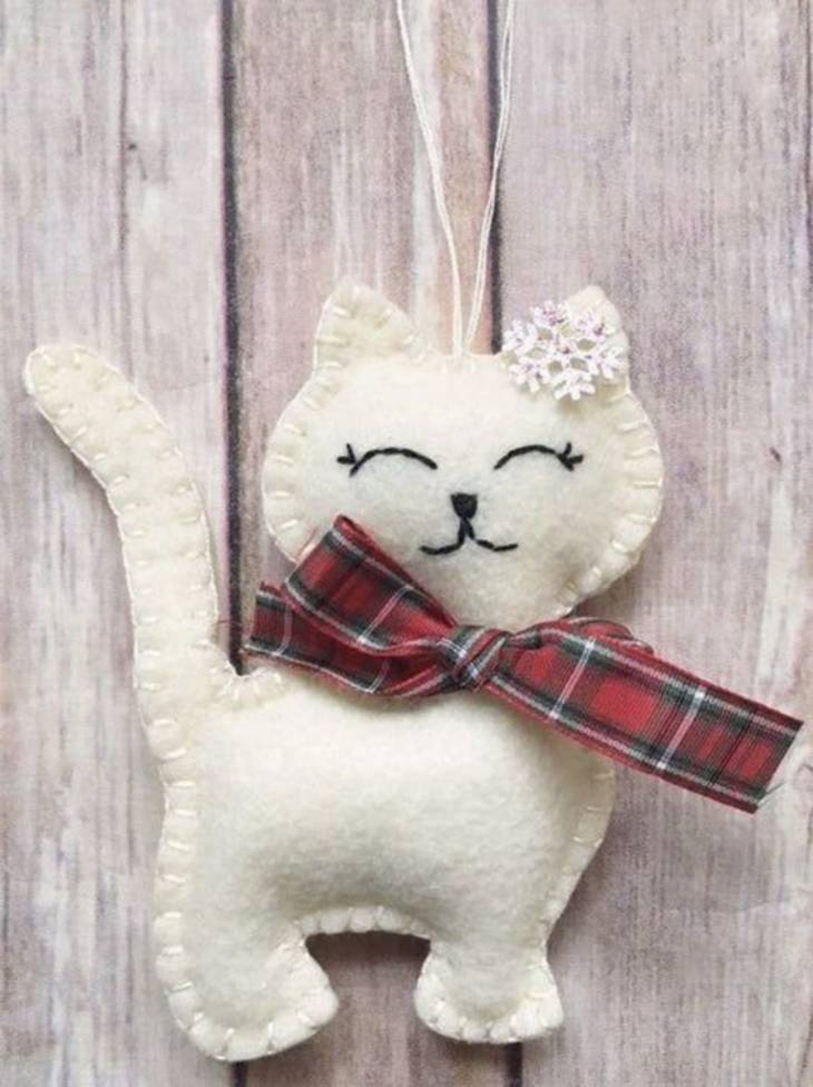 adorno navidad fieltro gatita blanca pinterest