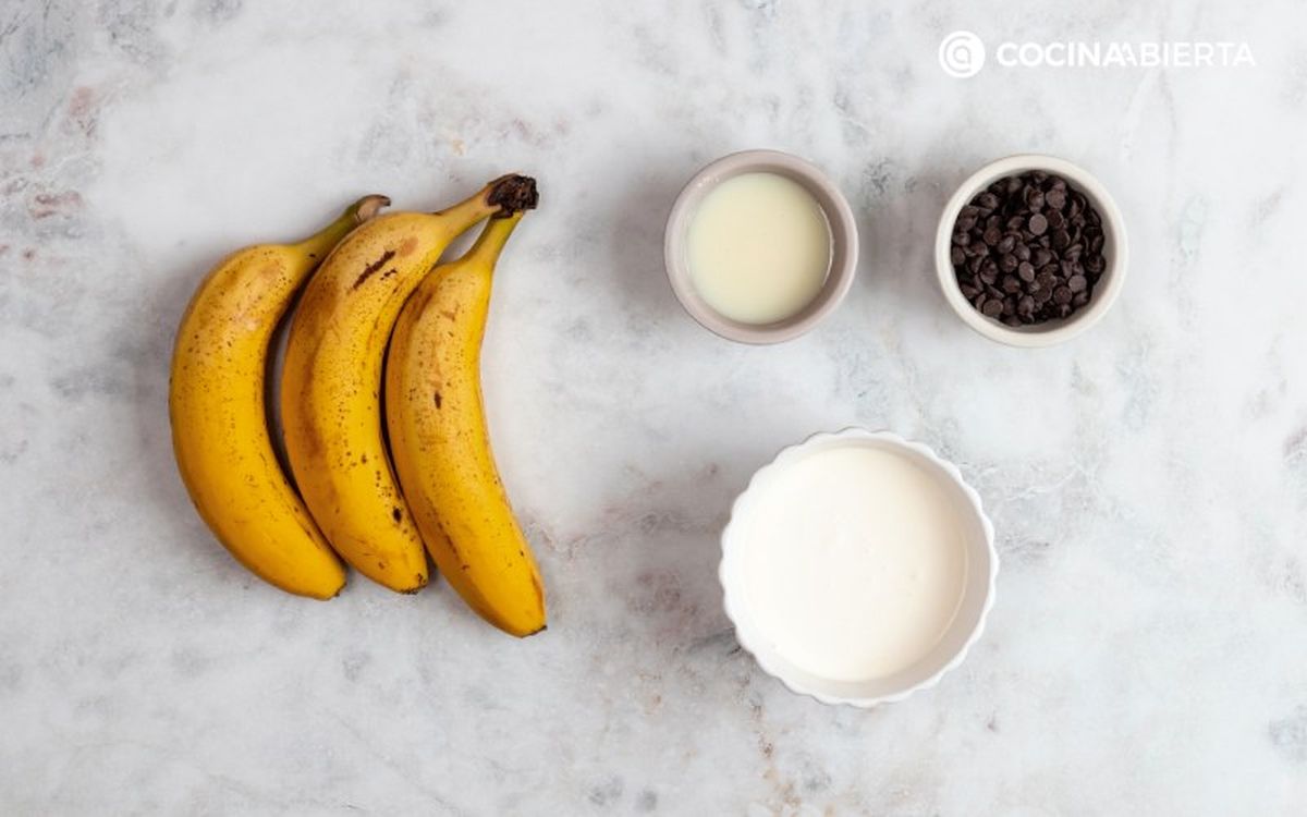 Ingredientes para hacer helado de plátano