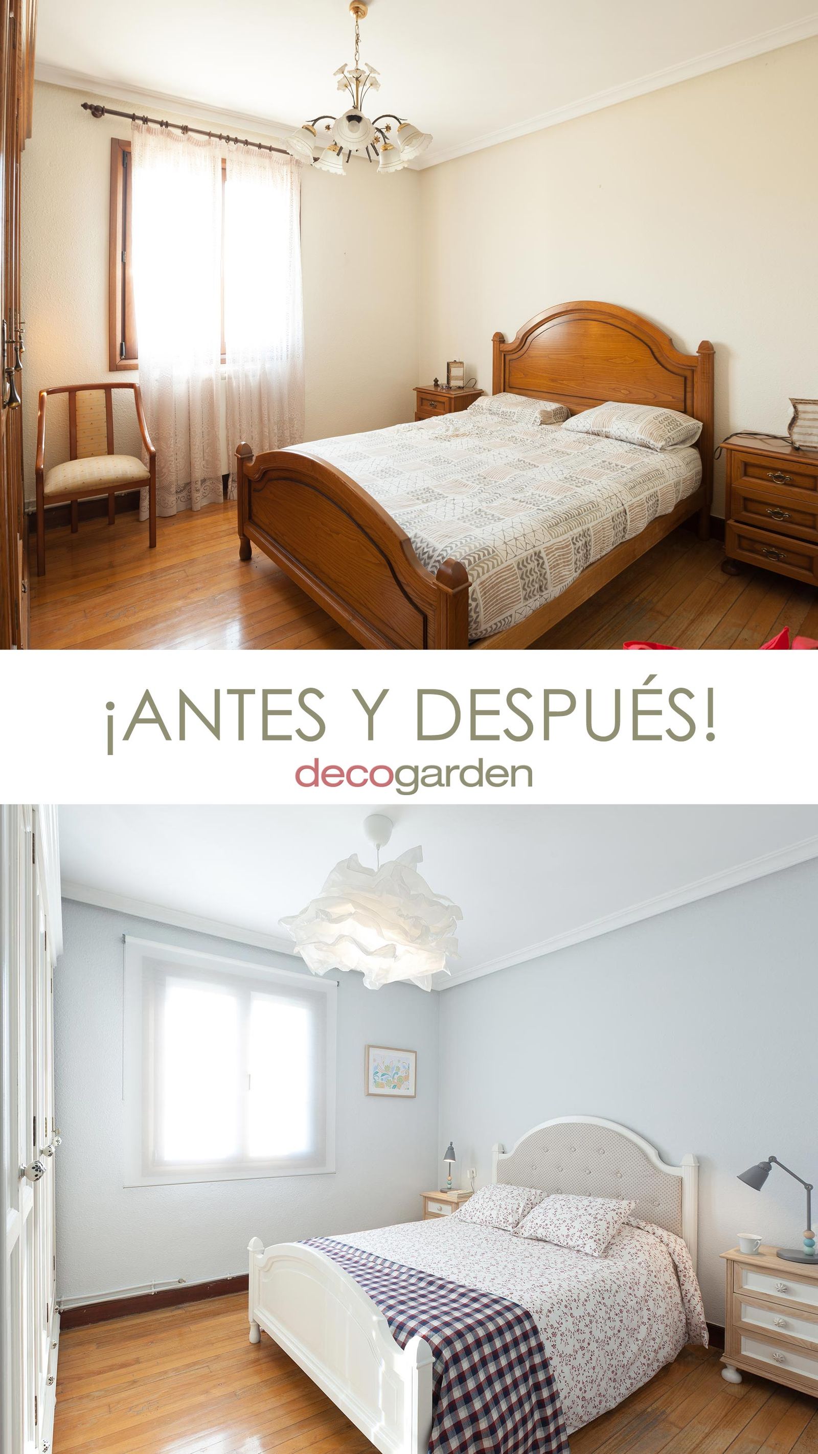 Decorar dormitorio luminoso y romántico con muebles reciclados antes despues