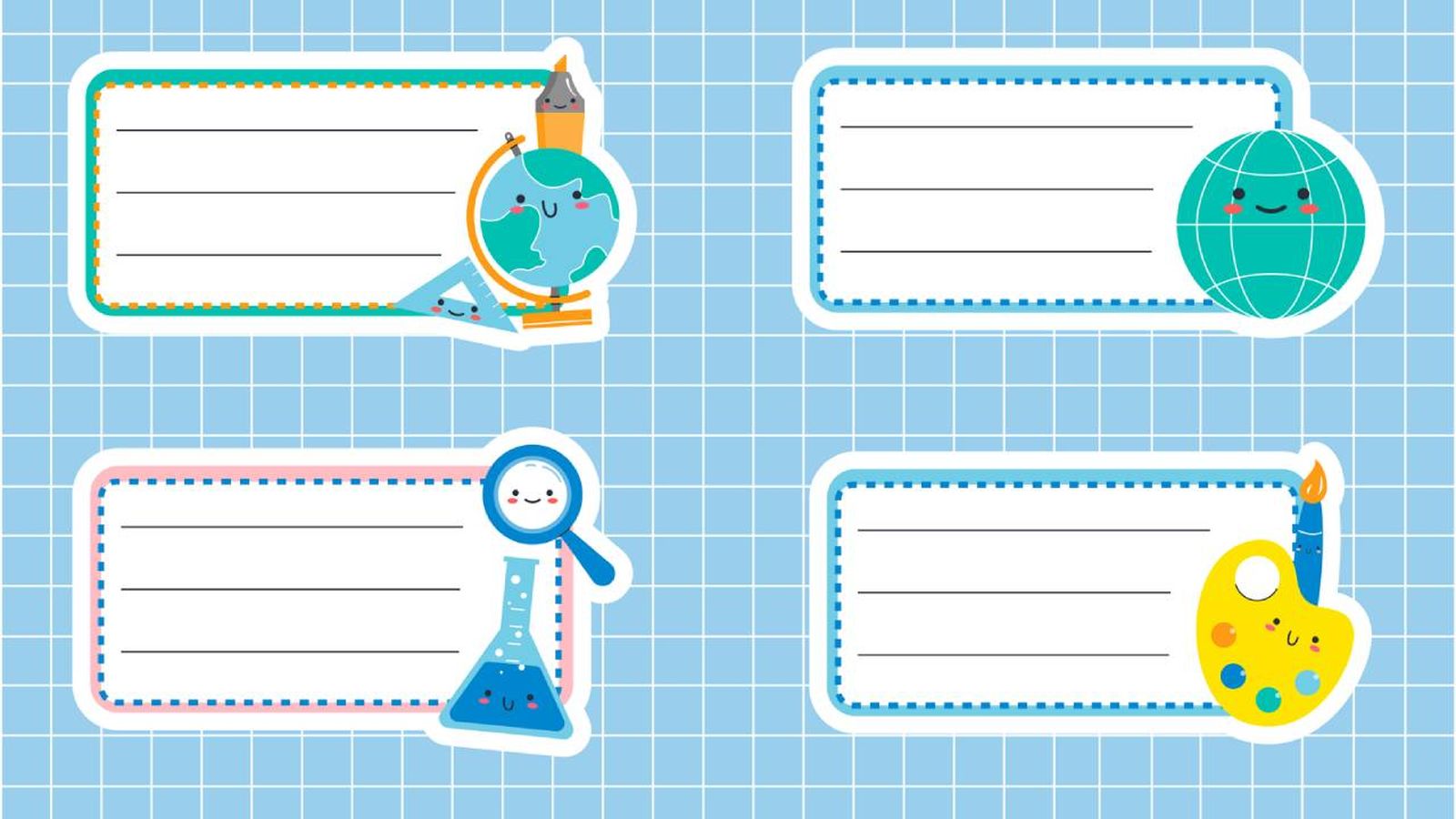 Etiquetas para poner el nombre en los cuadernos del cole.