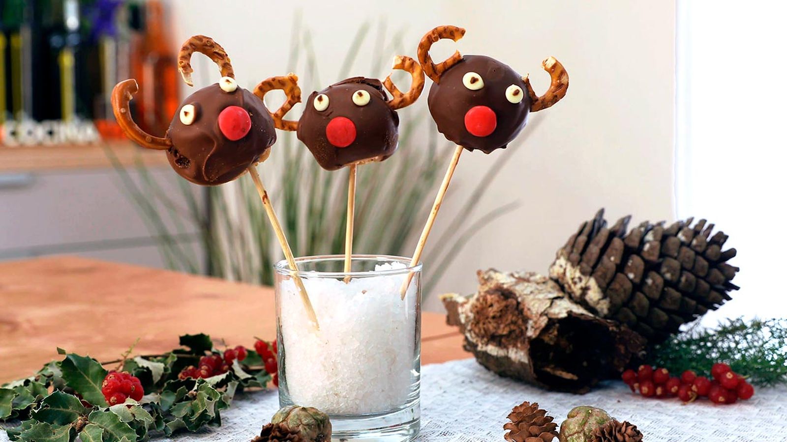 Receta de cake pops de renos para Navidad