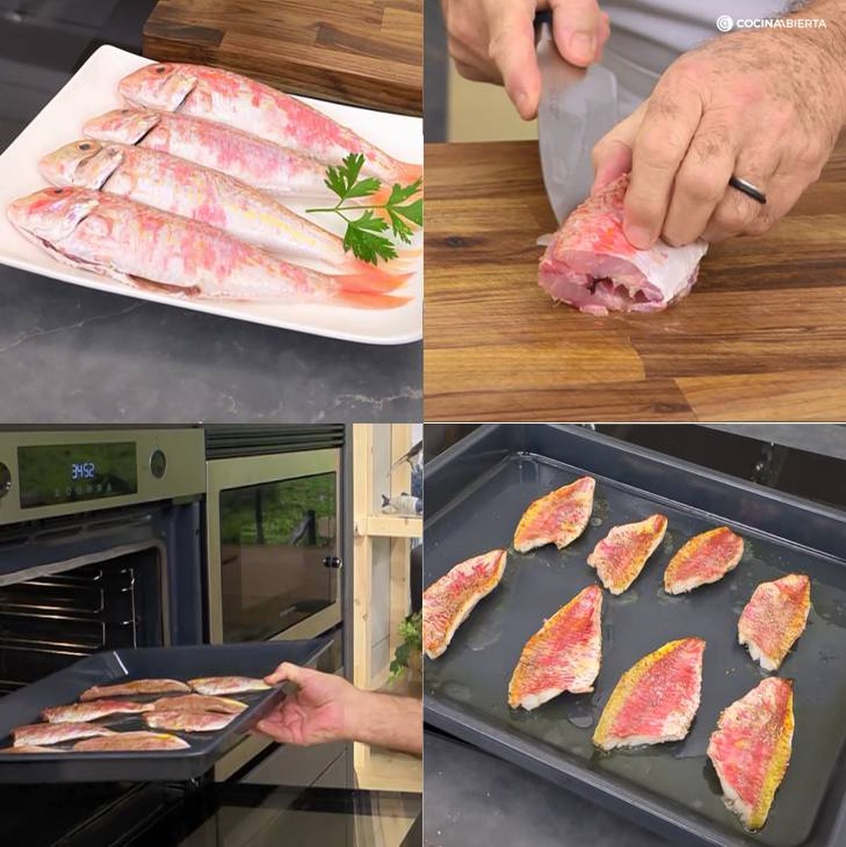 salmonetes al horno pasos