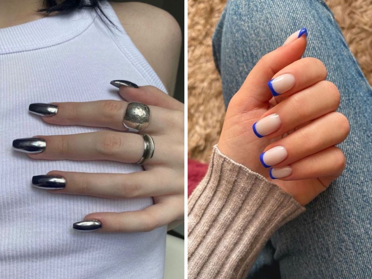 Tendencias en manicura metalizada y manicura francesa de color / Fotos: Pinterest