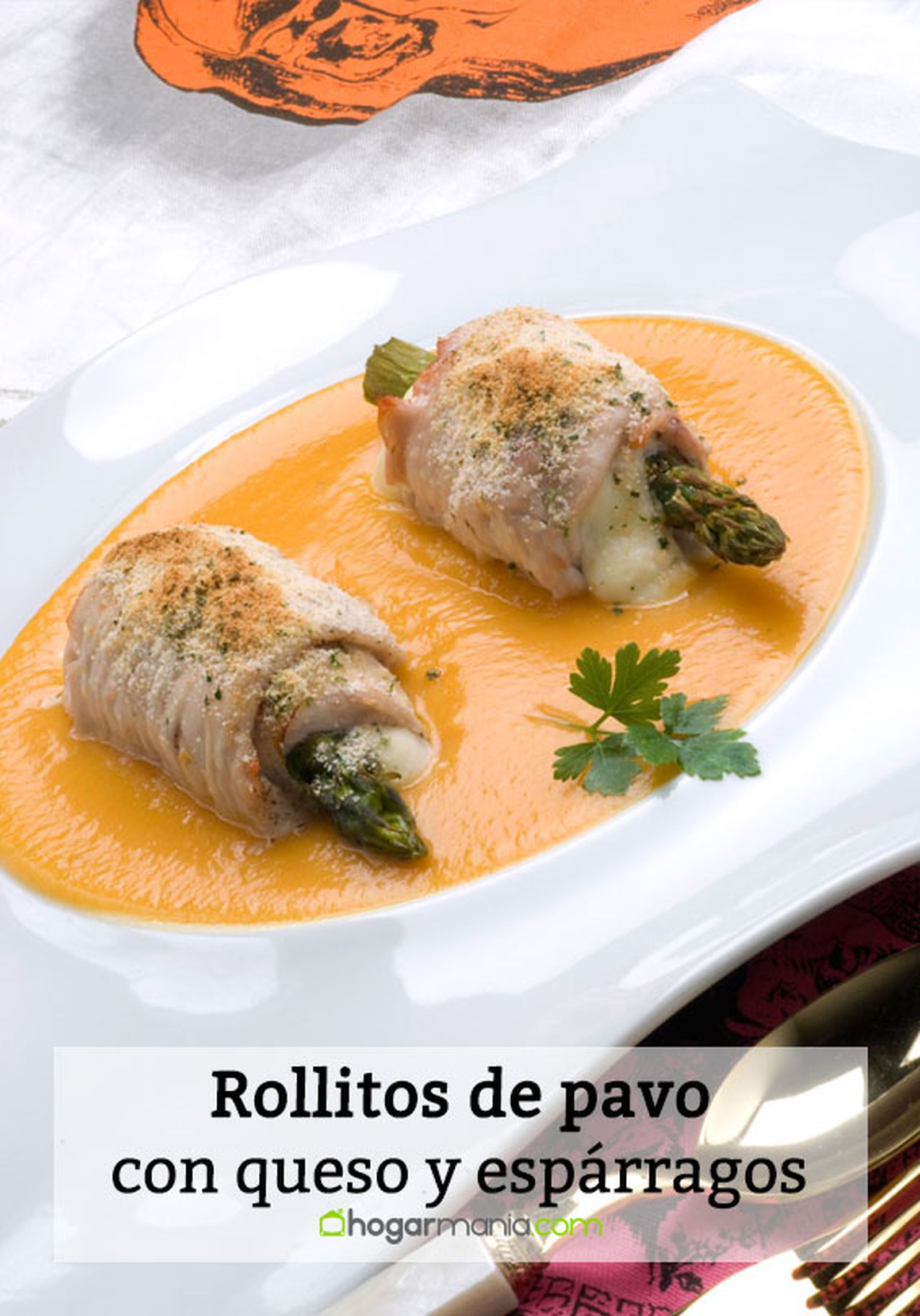 rollitos de pavo con queso fresco y esparragos pin