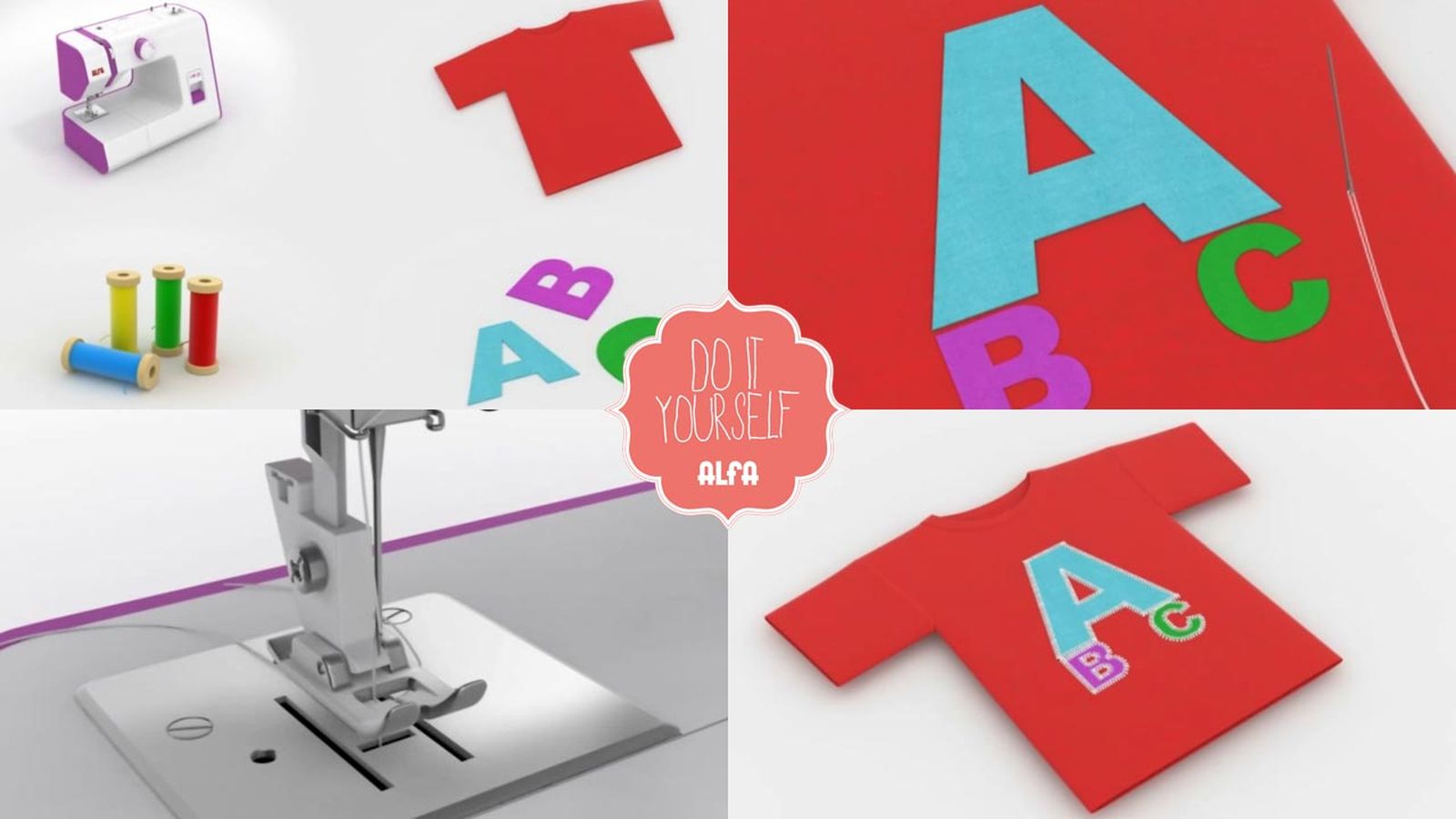 Coser letras en camisetas con máquina de coser