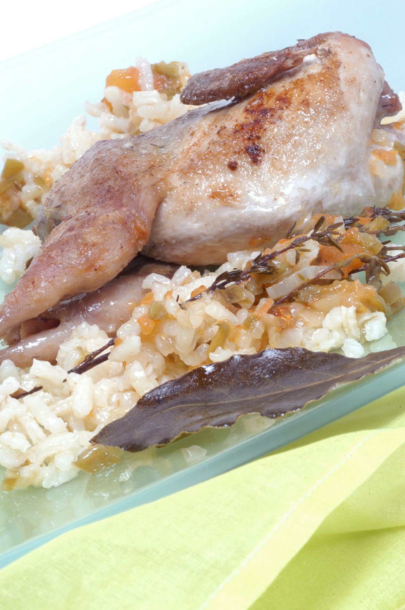 Arroz con codornices al horno