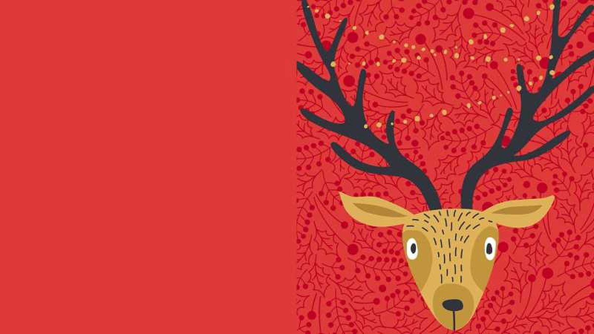 Postal de reno navideño.