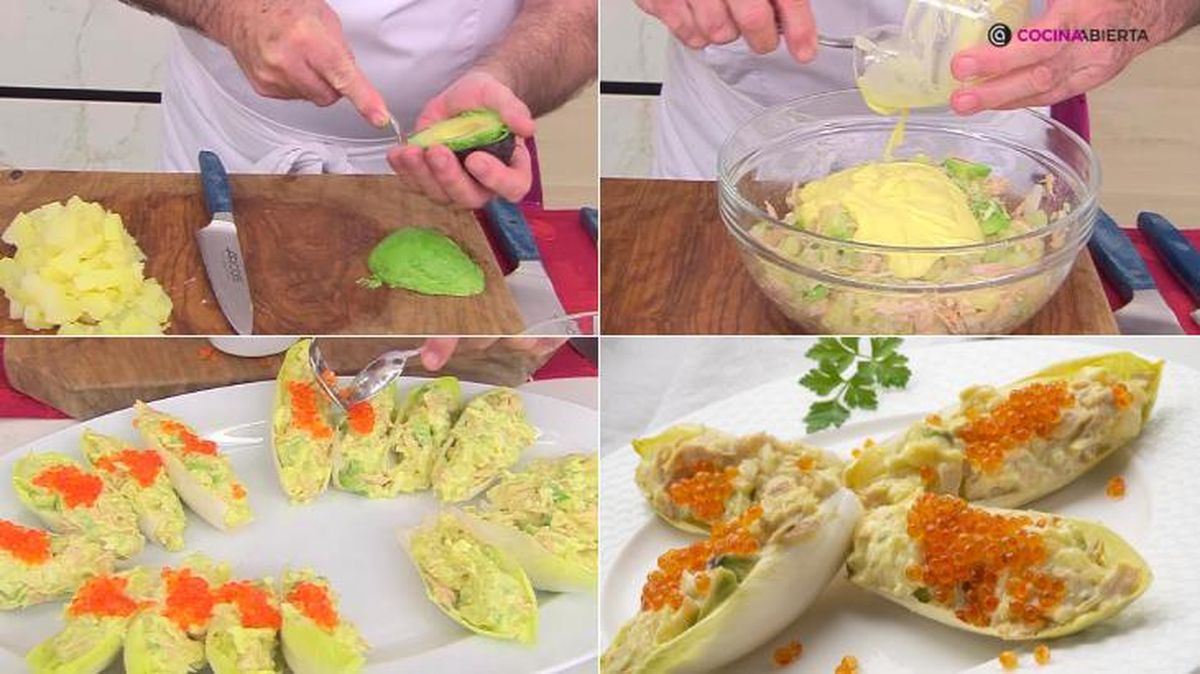 endibias rellenas de ensaladilla paso a paso