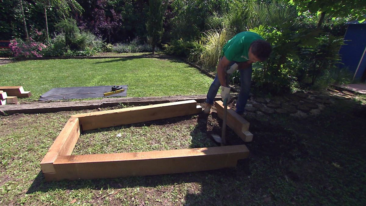 Estanque con traviesas paso 3