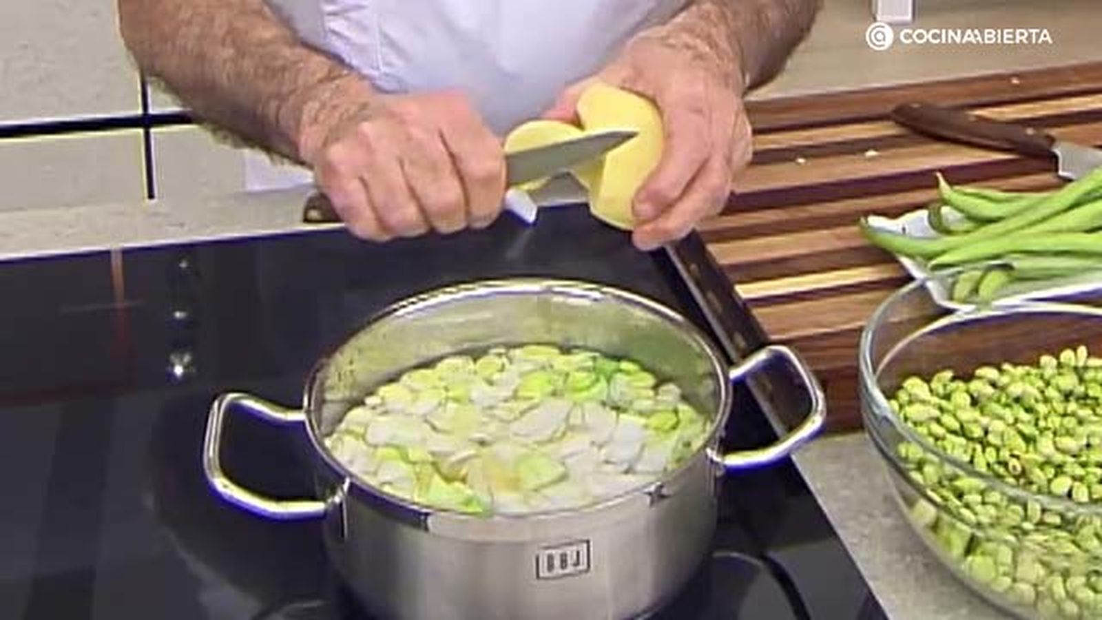 receta habitas salteadas crema patata ka paso 2