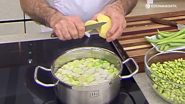 receta habitas salteadas crema patata ka paso 2