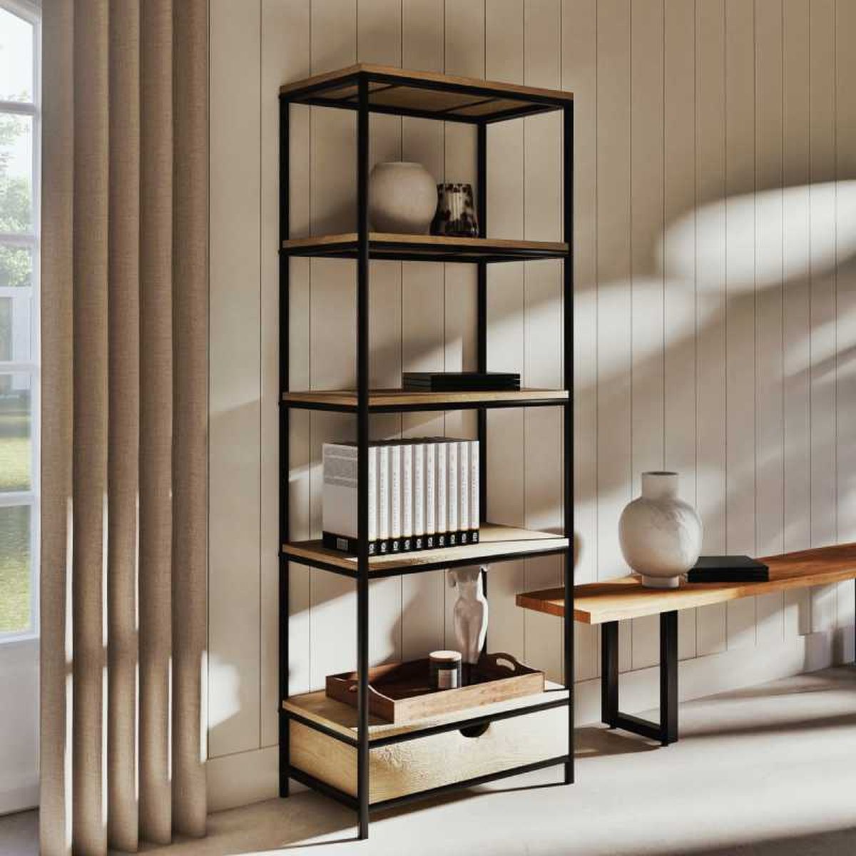 Estantería industrial con un cajón Long Island.