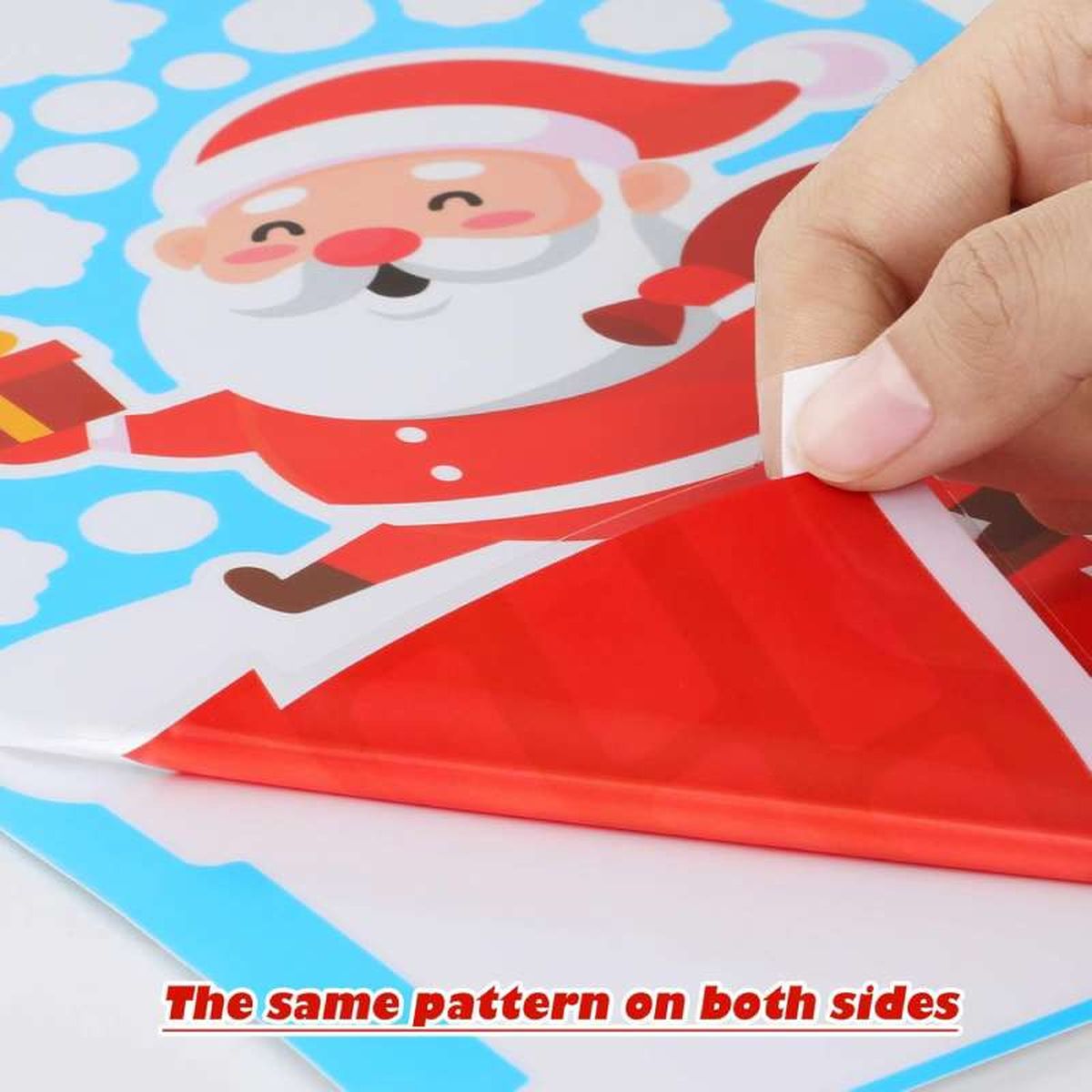Sticker de Papá Noel con diseño por ambos lados.
