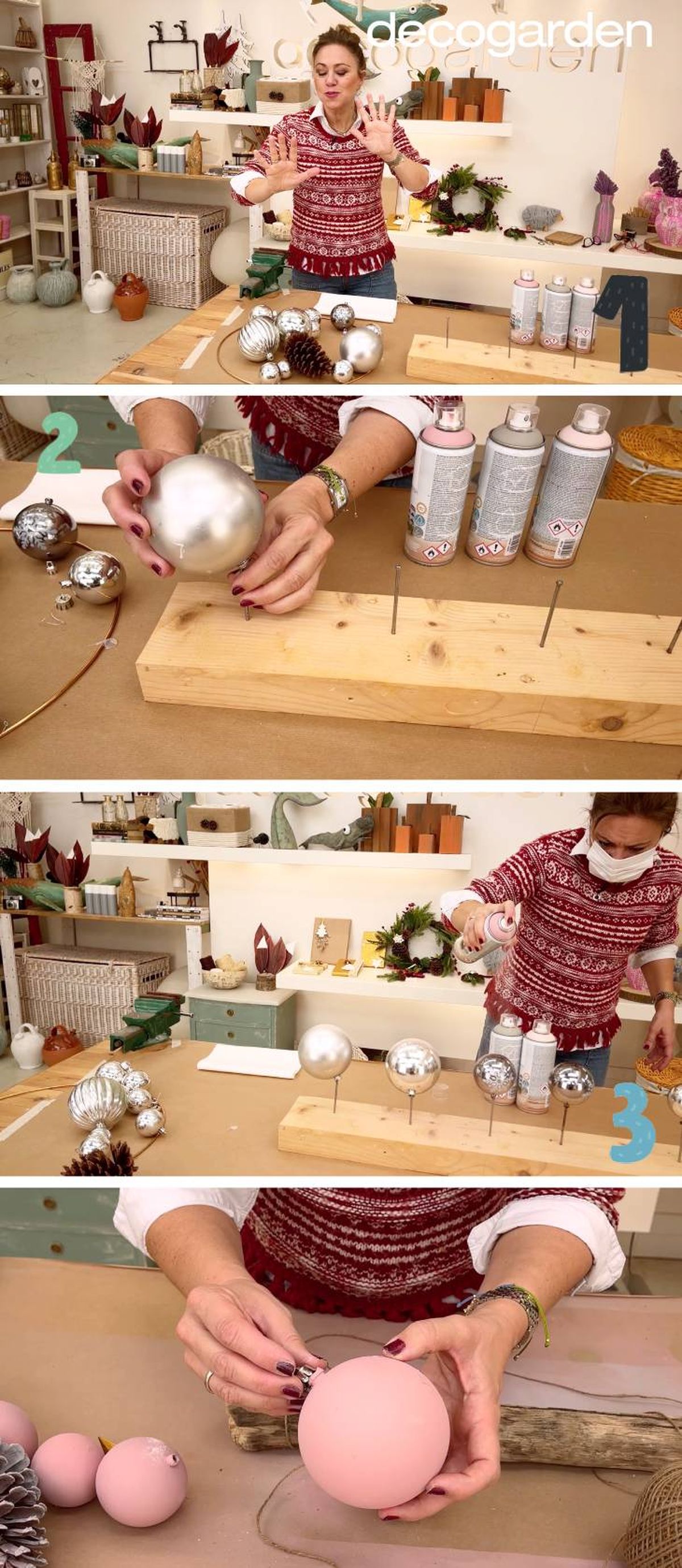 pintar bolas navidad pintura tiza