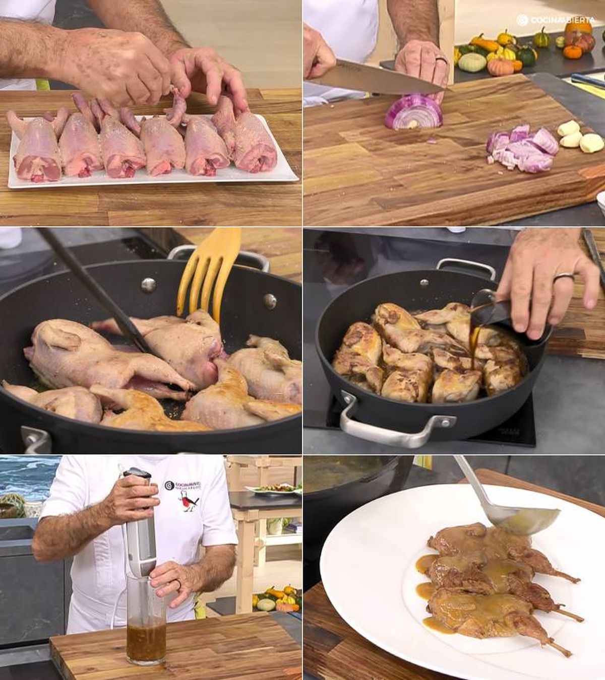 codornices en salsa pasos