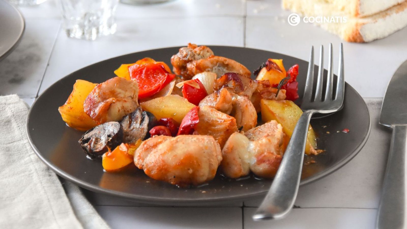 Pollo al horno con verduras