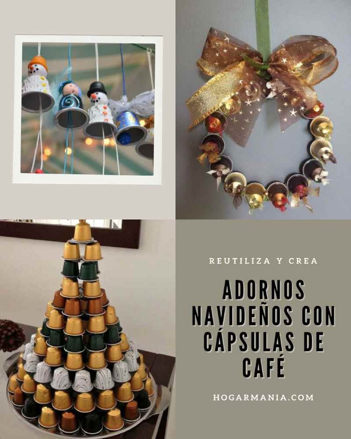 Adornos navideños con cápsulas de café / Imagen: Pinterest