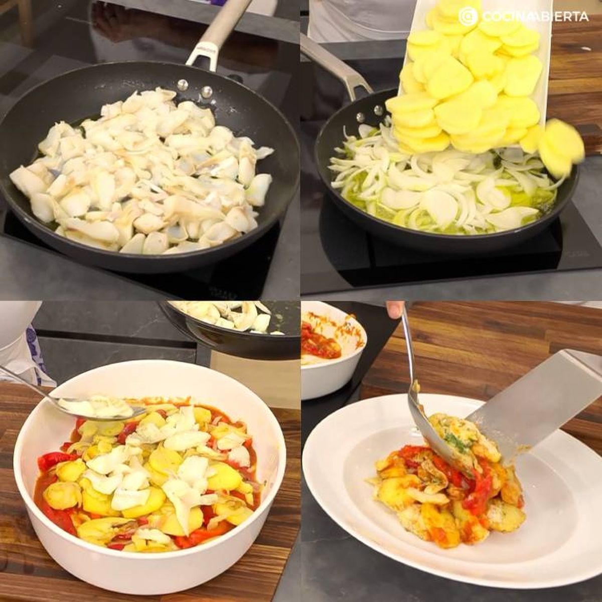 Paso a paso para hacer bacalao con patatas y pimientos asados