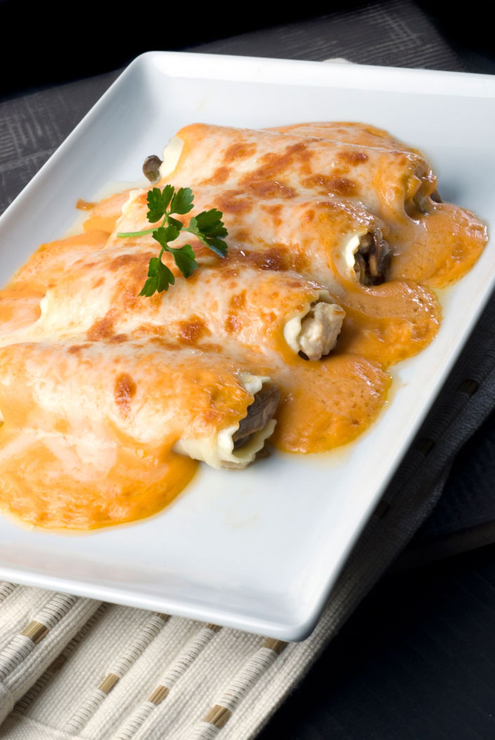 Canelones de pavo y champiñón