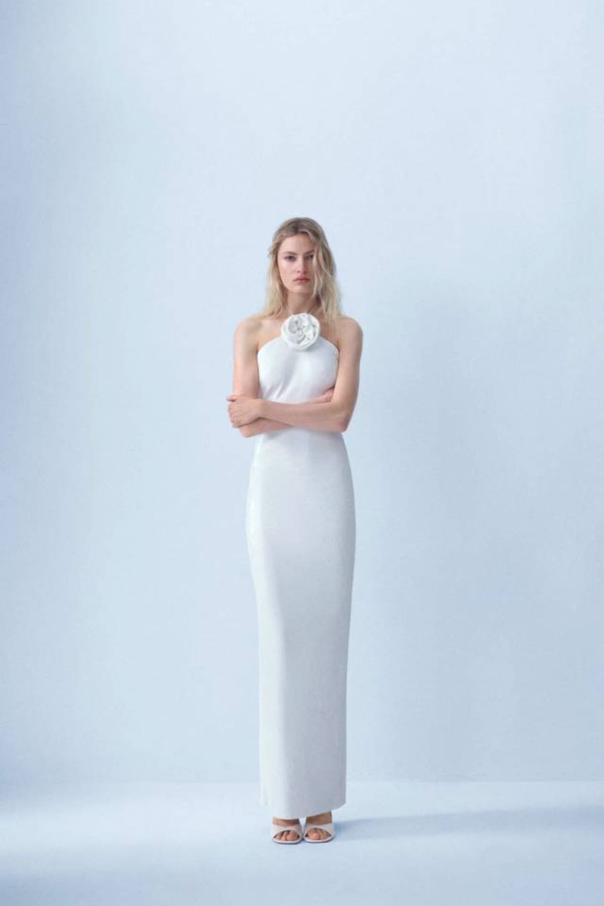 mango tiene el vestido perfecto para tu segundo look de novia o boda civil lentejuelas maxi flor