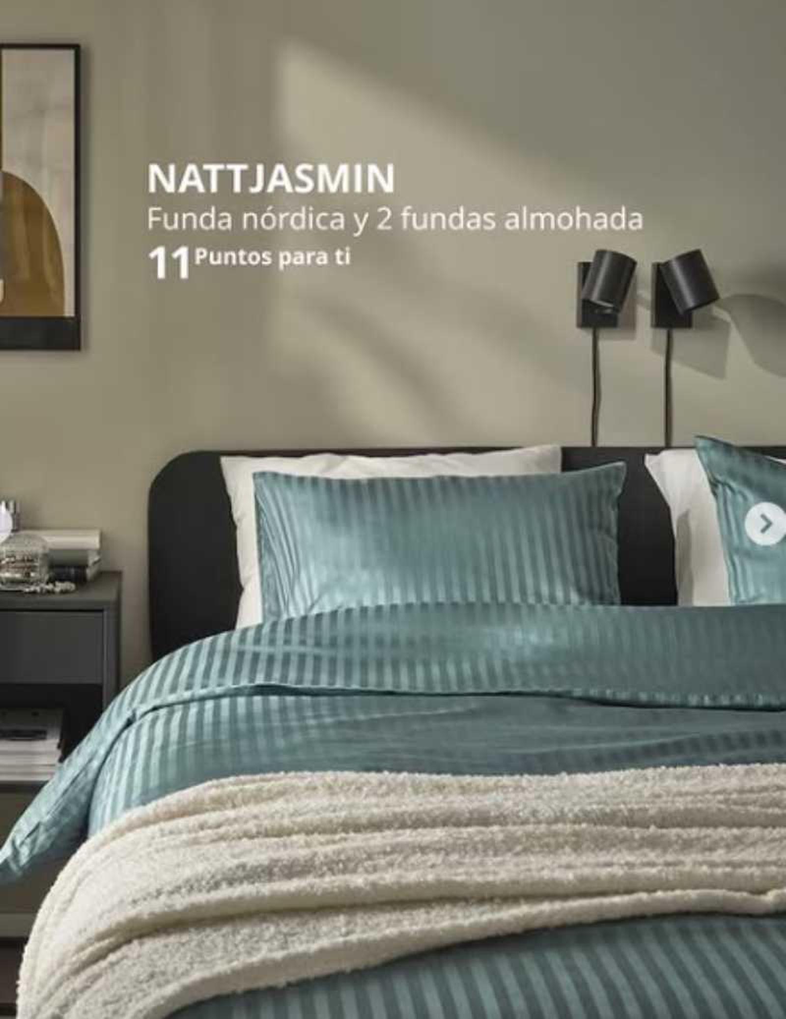 Funda nórdica y dos fundas de almohada NATTJASMIN de IKEA.