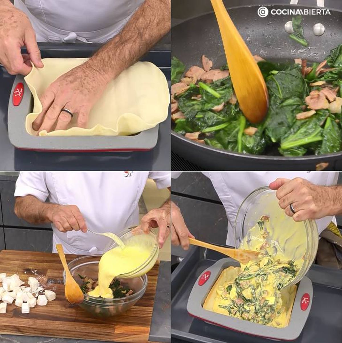 quiche espinacas pasos