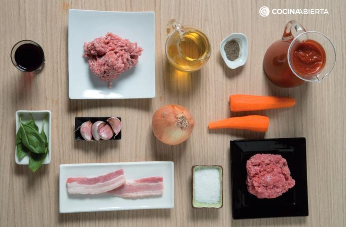 Ingredientes para hacer salsa boloñesa casera