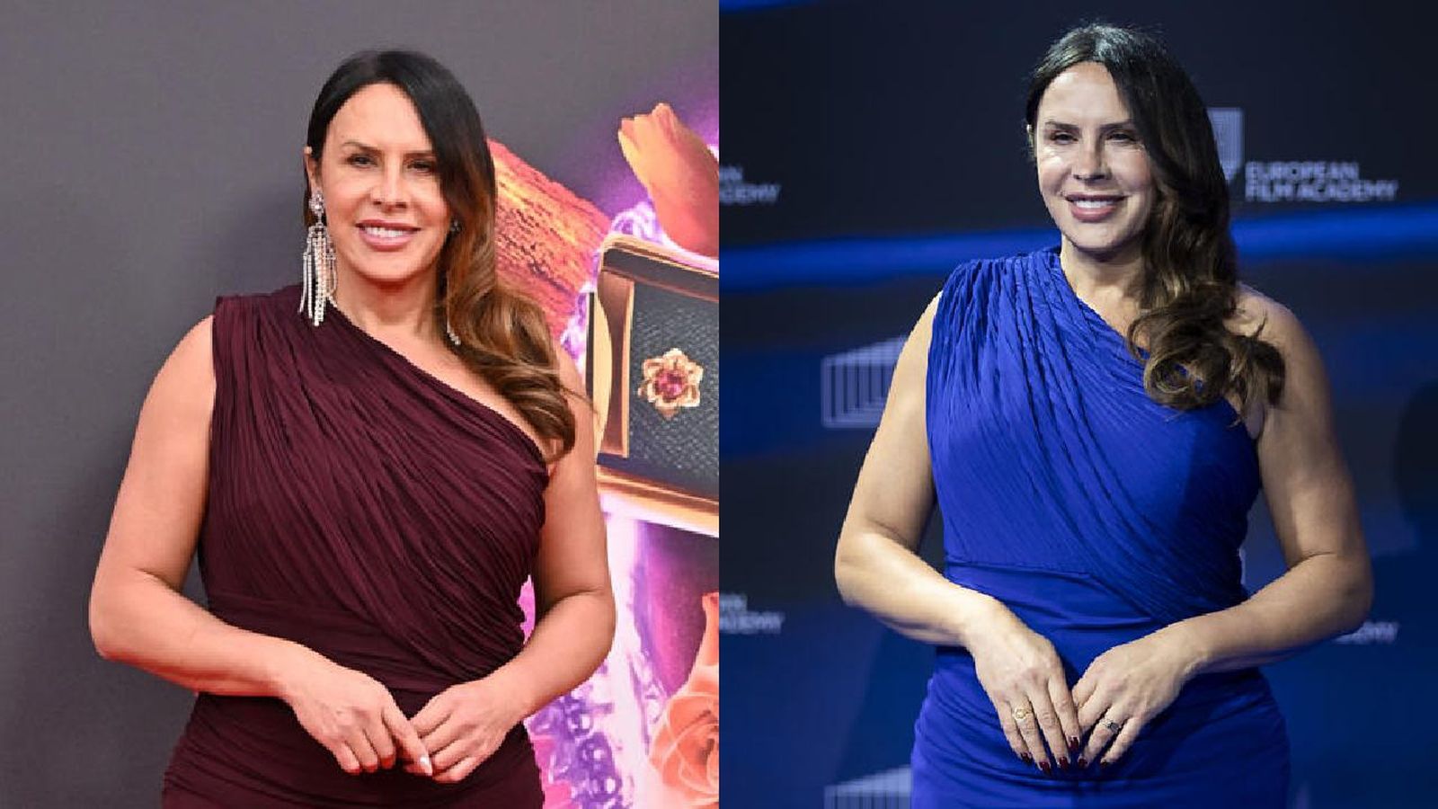 Karla Sofía Gascón en dos eventos con el mismo vestido en distinto color