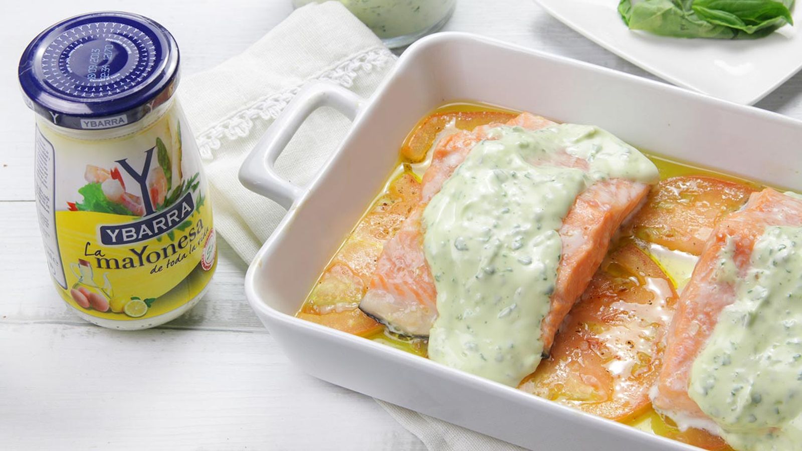 salmon asado mayonesa albahaca