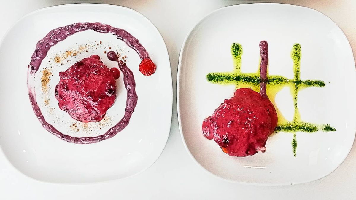 Lomo al foie con crema de frambuesas