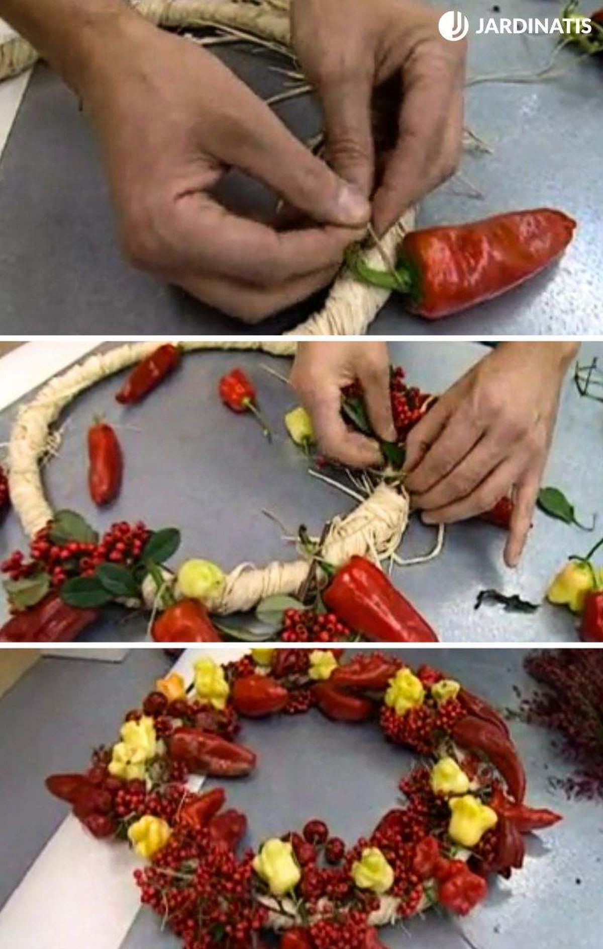 Corona de Navidad con pimientos